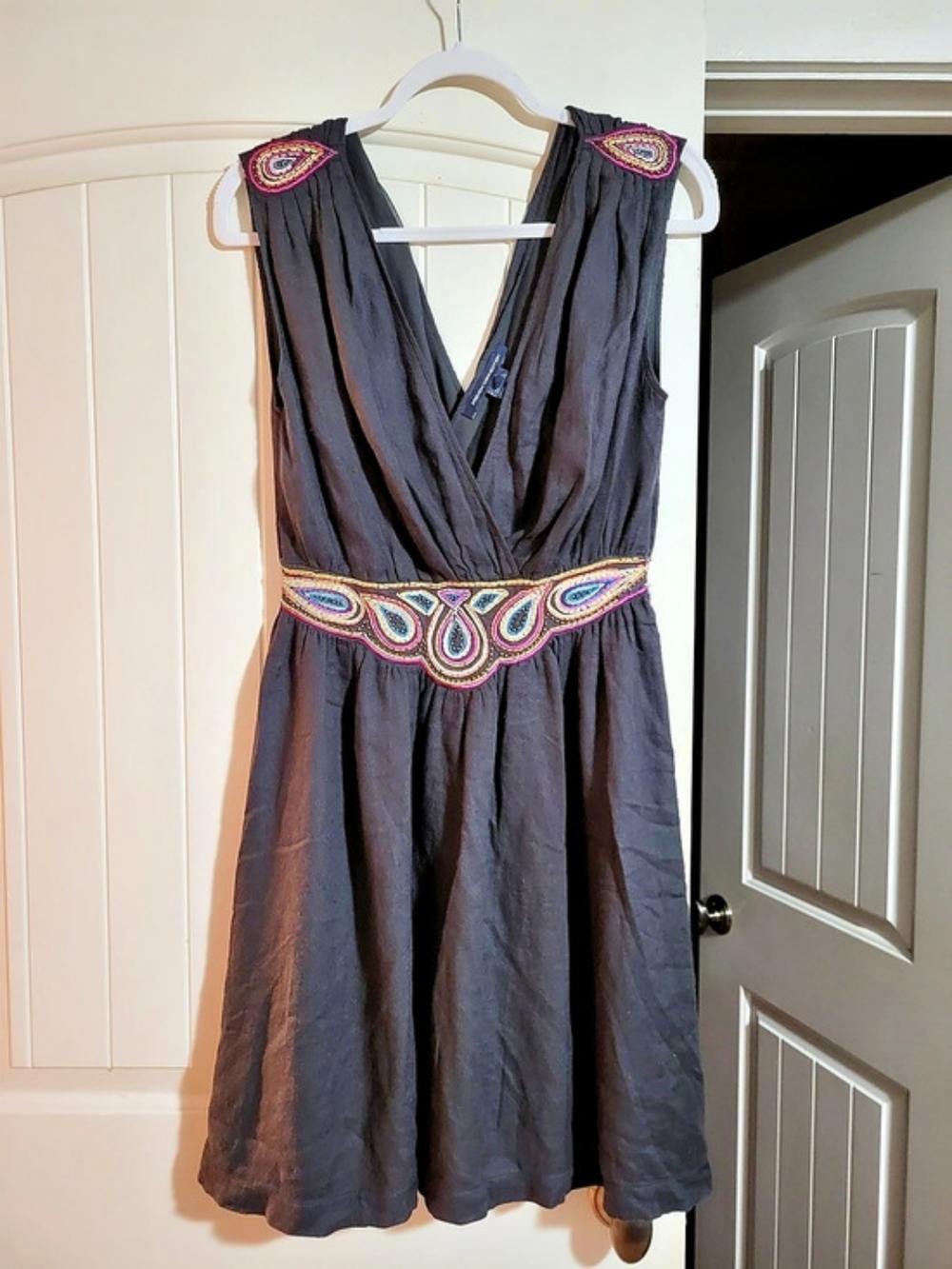 French Connection Embellished Maxi Dress in Black & Multicolor